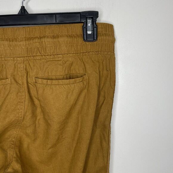 ATHLETA Cabo Jogger Women 2 Mustard Brown 100% Linen Drawstring Hiking - Picture 5 of 8